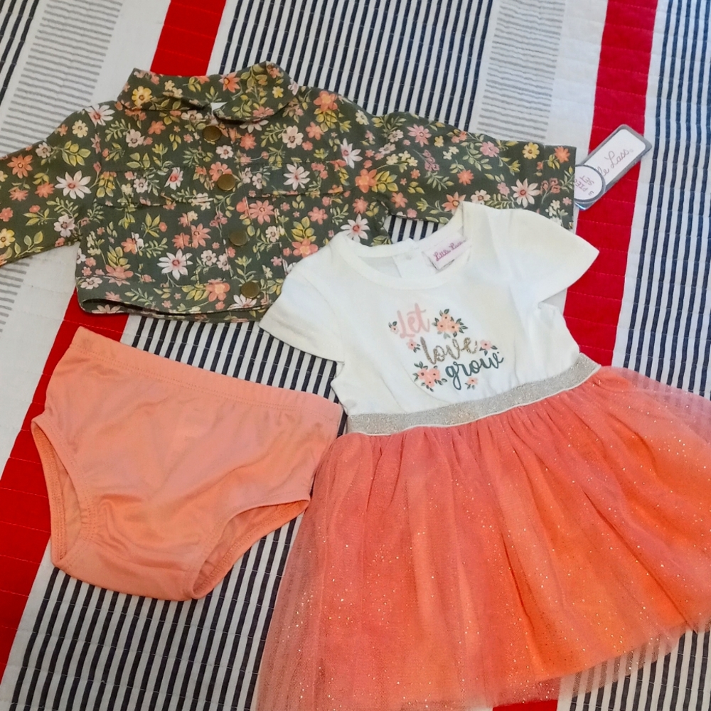Little Lass 3 PC Baby Girl Jacket/Tutu Dress/Panty 3-6M